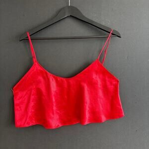VTG 80s Cristina Electric Red Satin Camisole Coquette Sleepwear Top - Size M